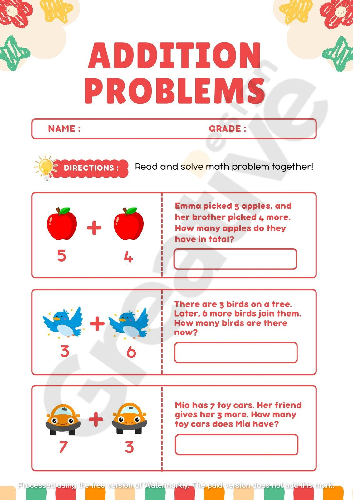 Worksheet addition math problems for kids in playful style making learning fun with and colorful activities
