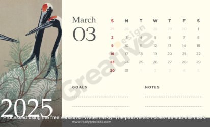 Beige and cream vintage minimalist monthly calendar