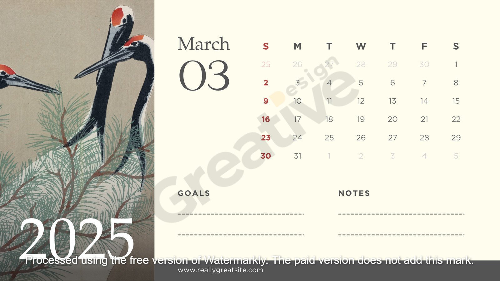 Beige and cream vintage minimalist monthly calendar