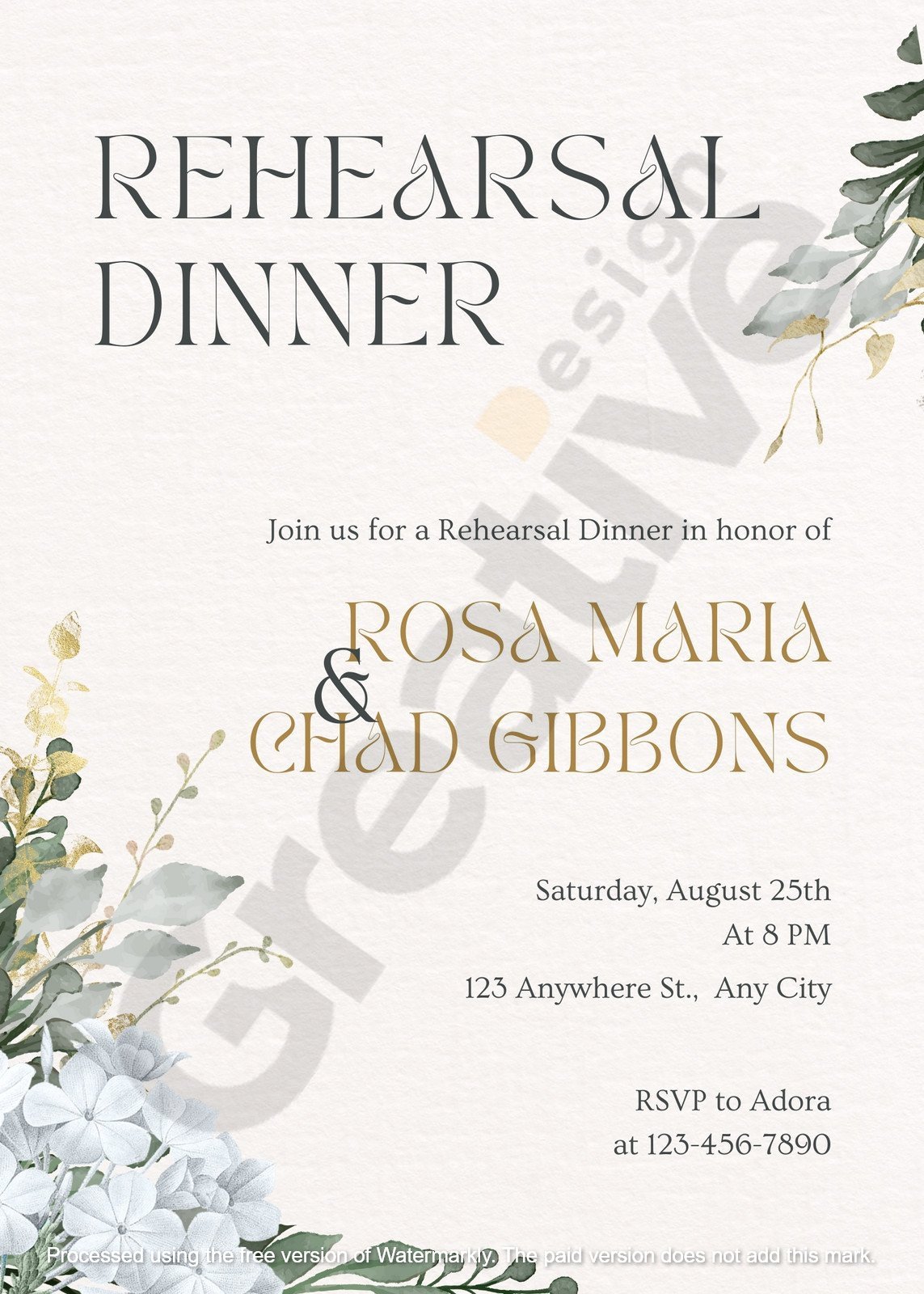 Invitation simple green floral watercolor rehearsal dinner create the perfect pre-wedding celebration
