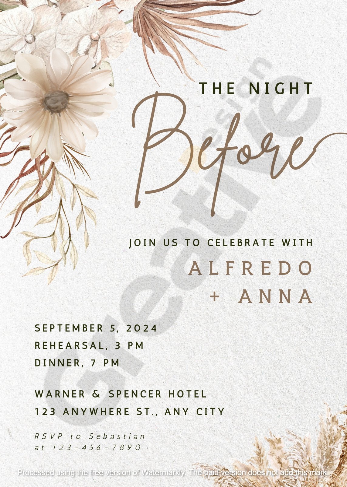 Invitation simple green floral watercolor rehearsal dinner create the perfect pre-wedding celebration