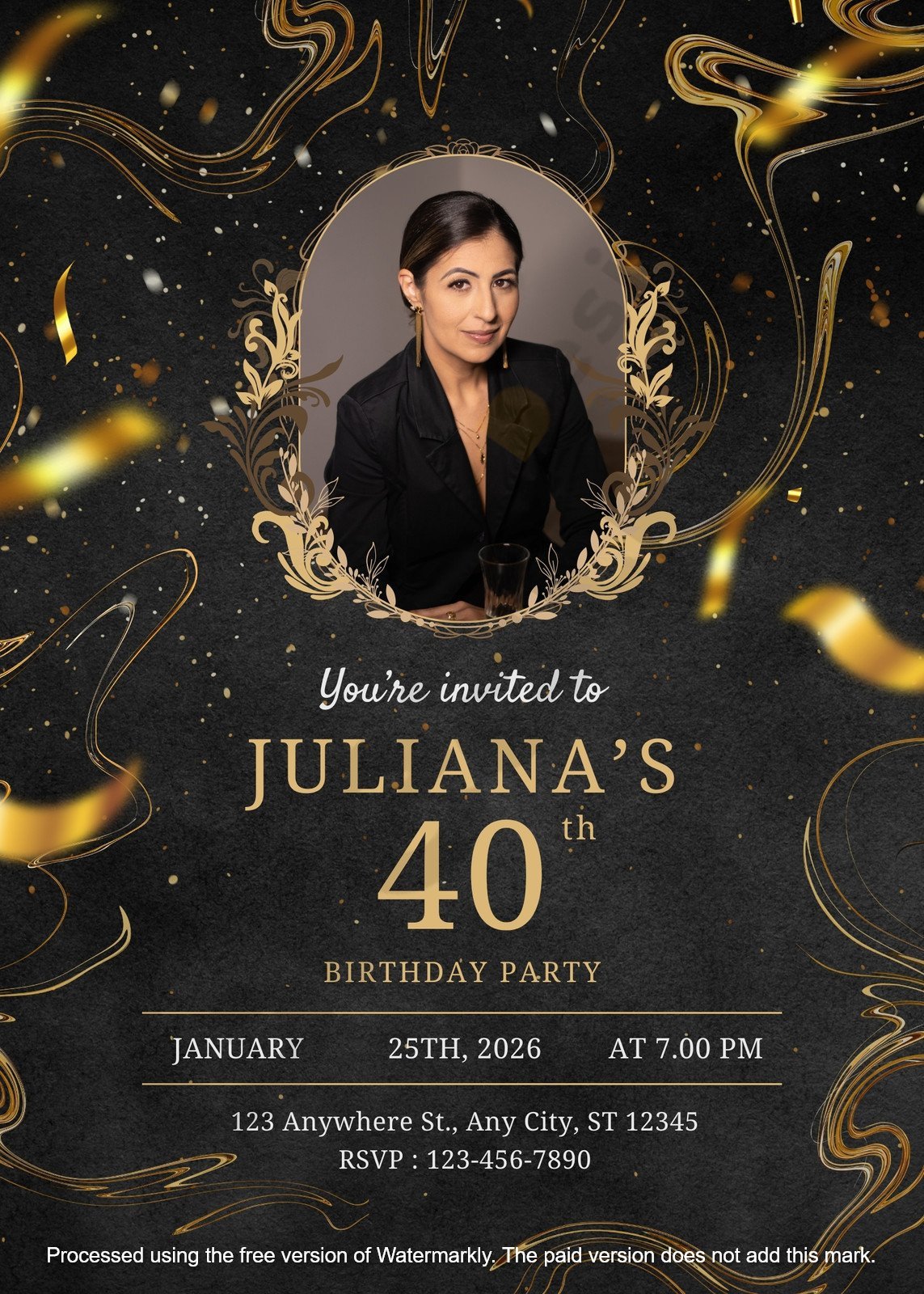 Invitation black and gold classy 40th happy birthday party create an elegant celebration
