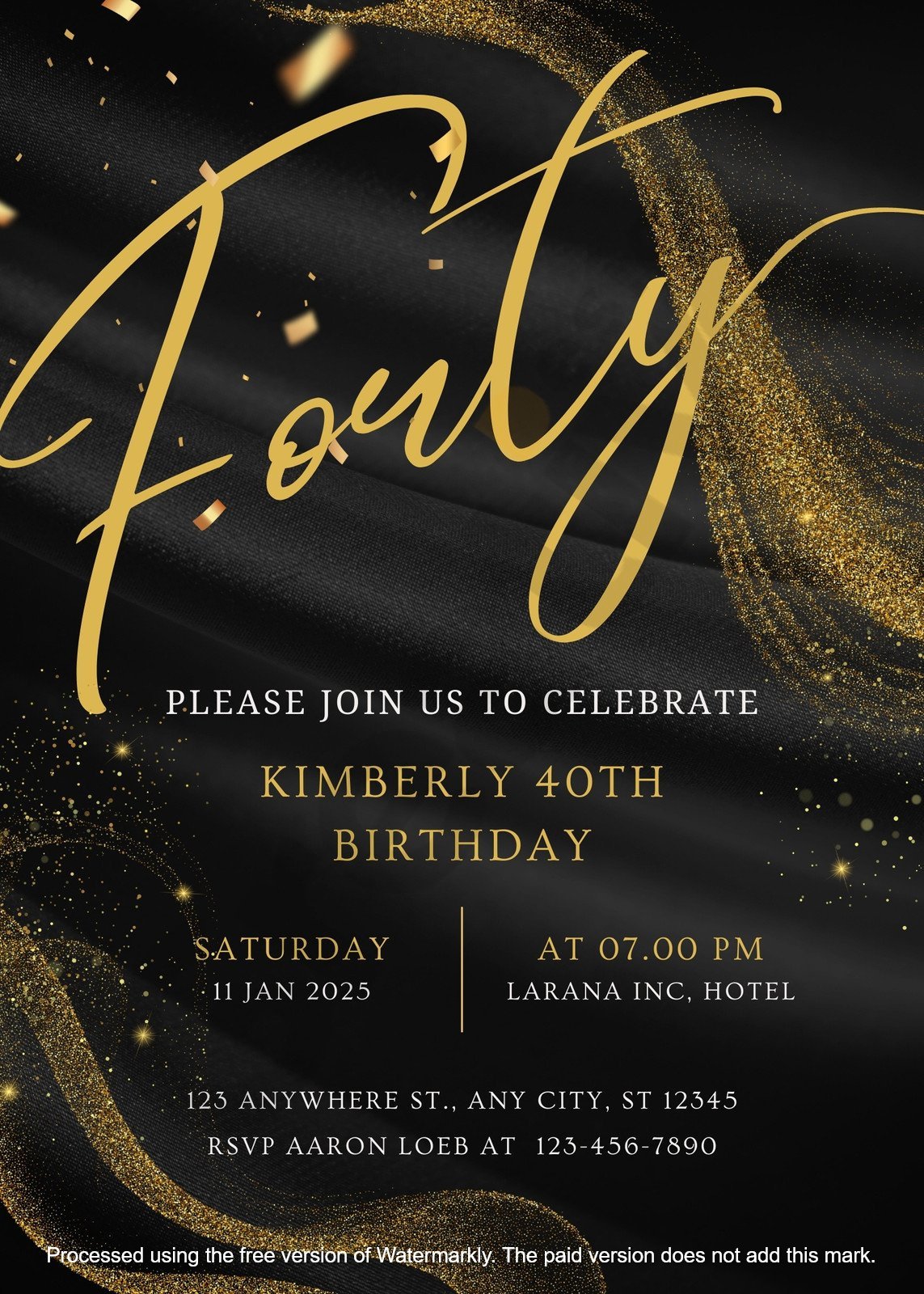 Invitation black and gold classy 40th happy birthday party create an elegant celebration