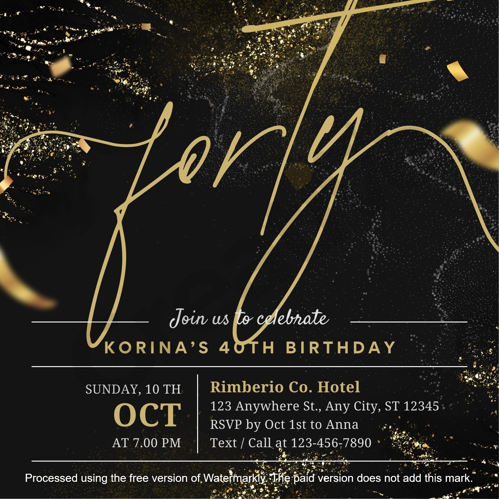 Invitation black and gold classy 40th happy birthday party create an elegant celebration