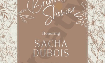 Brown and beige floral bridal shower invitation