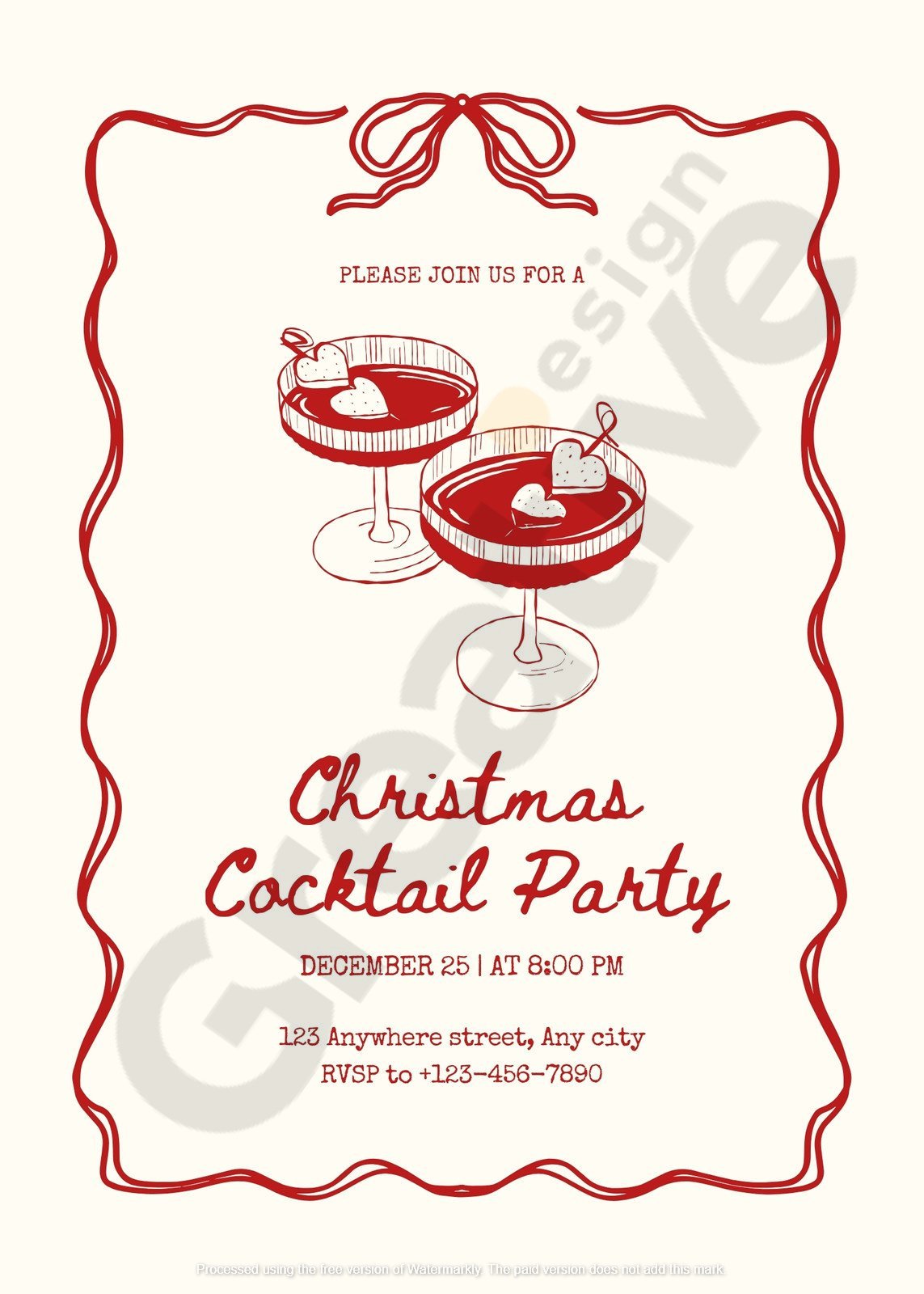 Invitation christmas cocktail party sip & celebrate join us for a festive