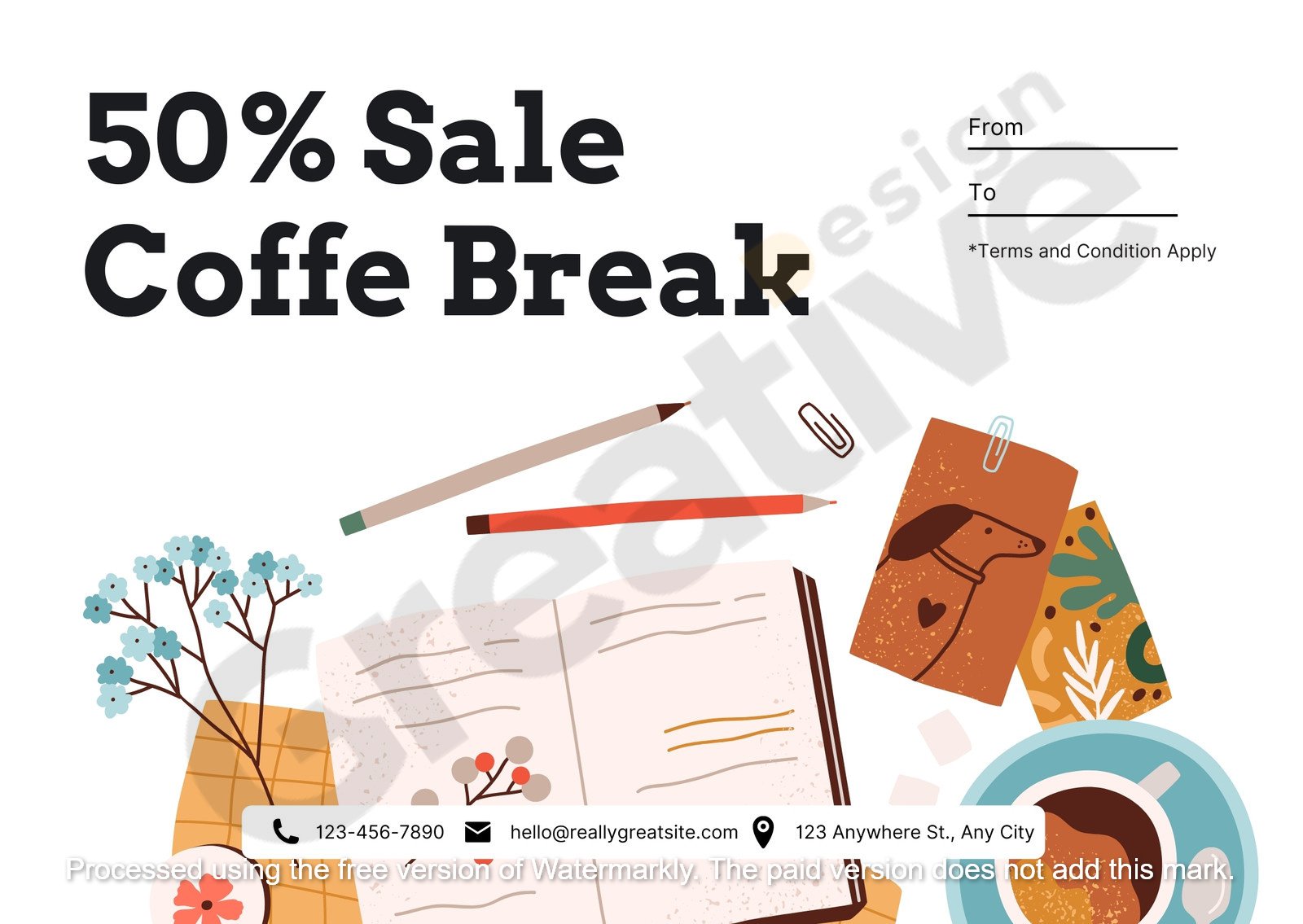 Coffe break discount gift certificate template