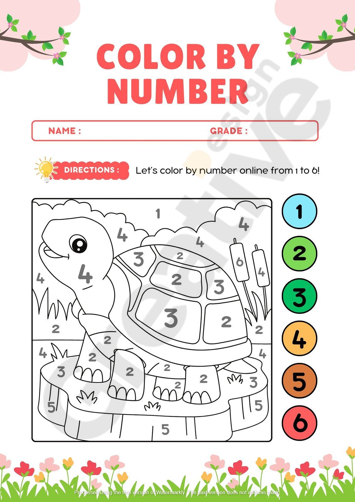 Color by number worksheet animals