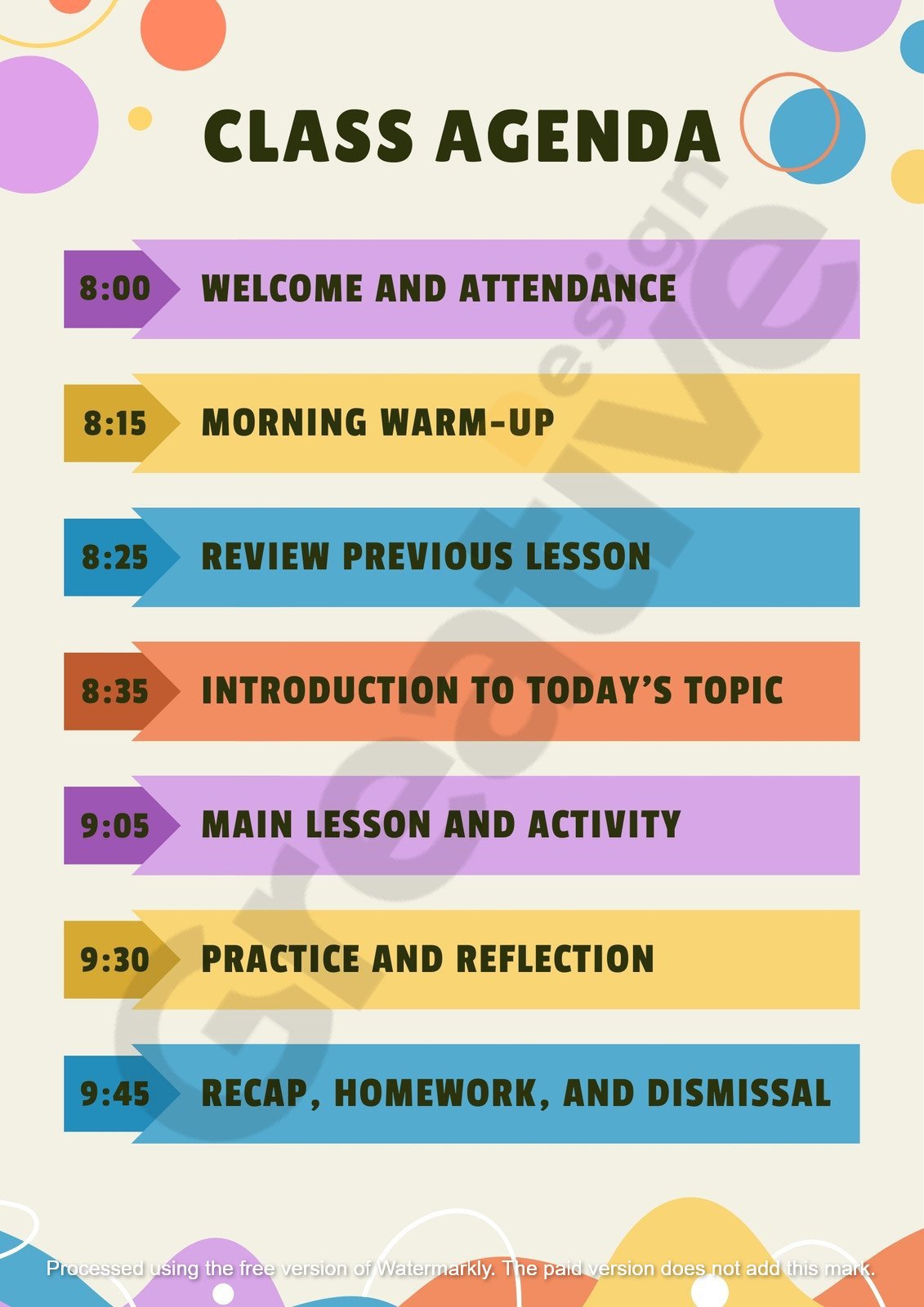 Others colorful and modern playful class agenda poster a fun way to stay organized!