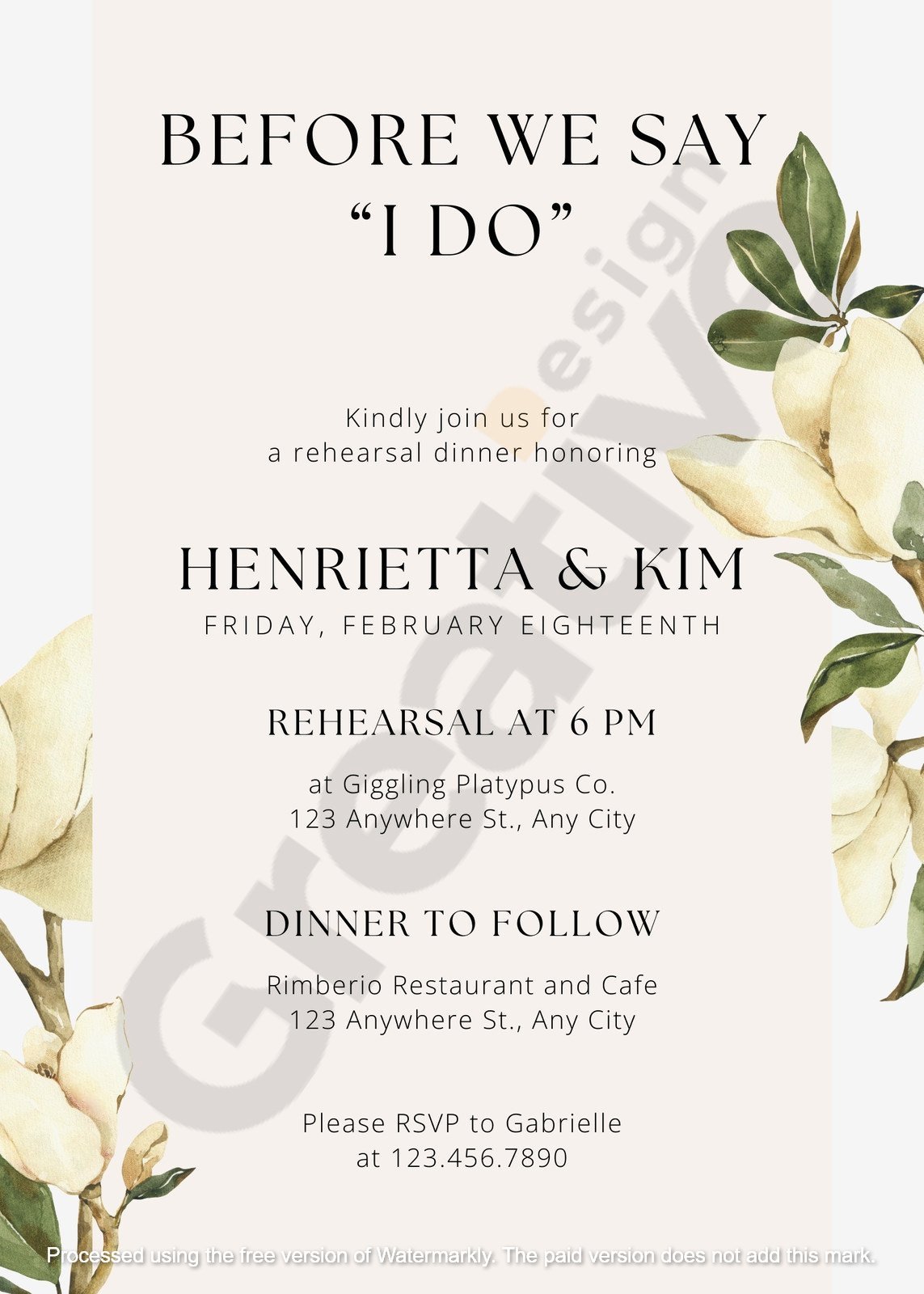 Invitation simple green floral watercolor rehearsal dinner create the perfect pre-wedding celebration