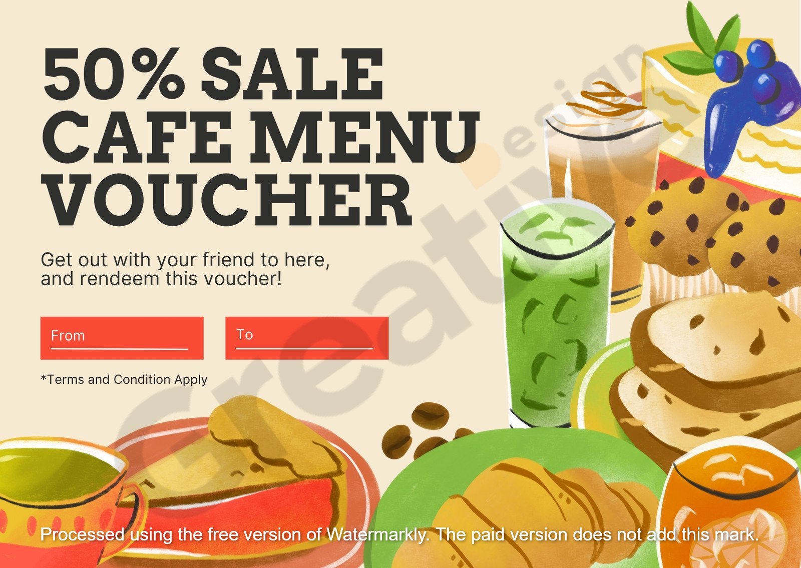 Food discount gift card for cafe