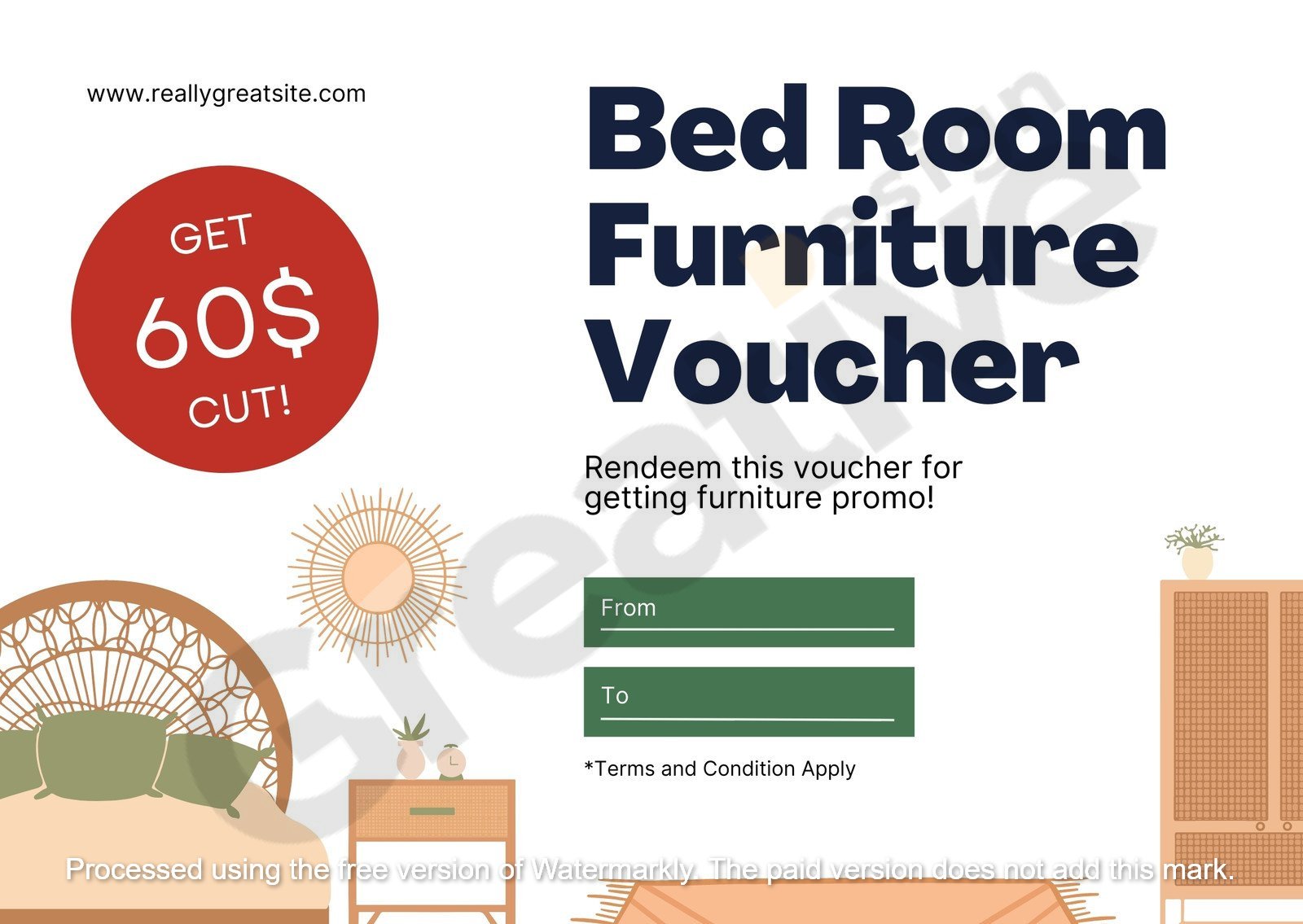 Voucher furniture discount gift certificate template card save big on stylish home upgrades