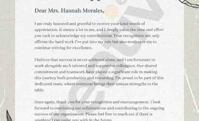 Grey floral professional thank you letter for appreciation