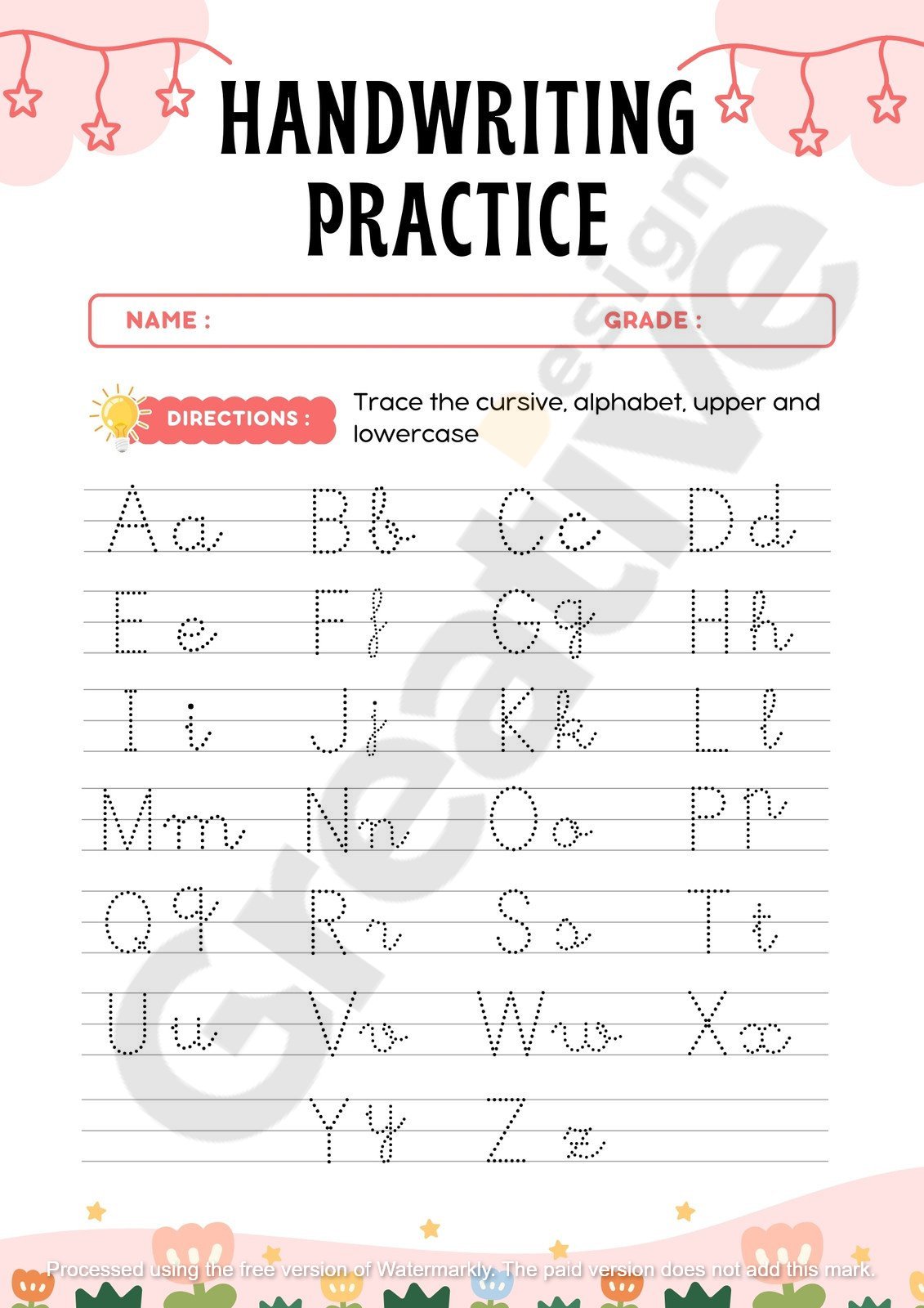 Handwriting practice worksheets kindergarten in white red lined style