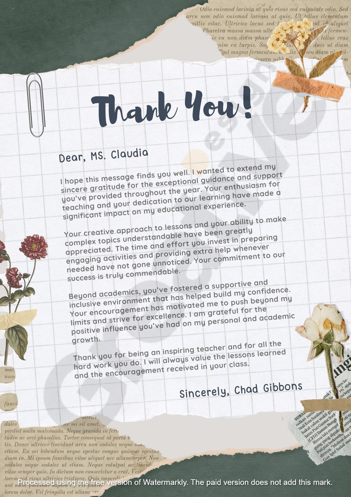 Others white playful thank you letter to teacher scrapbook a thoughtful and creative way show gratitude