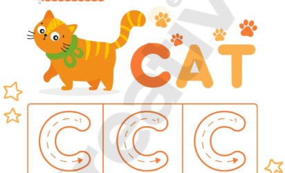 Orange simple letter c worksheets for preschool