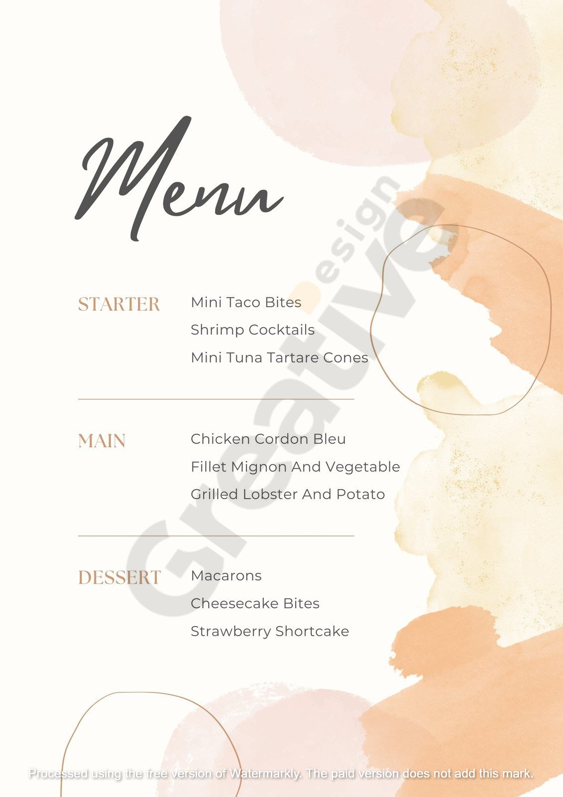 Others green minimalist watercolor flower wedding menu yellow orange elegant & customizable templates