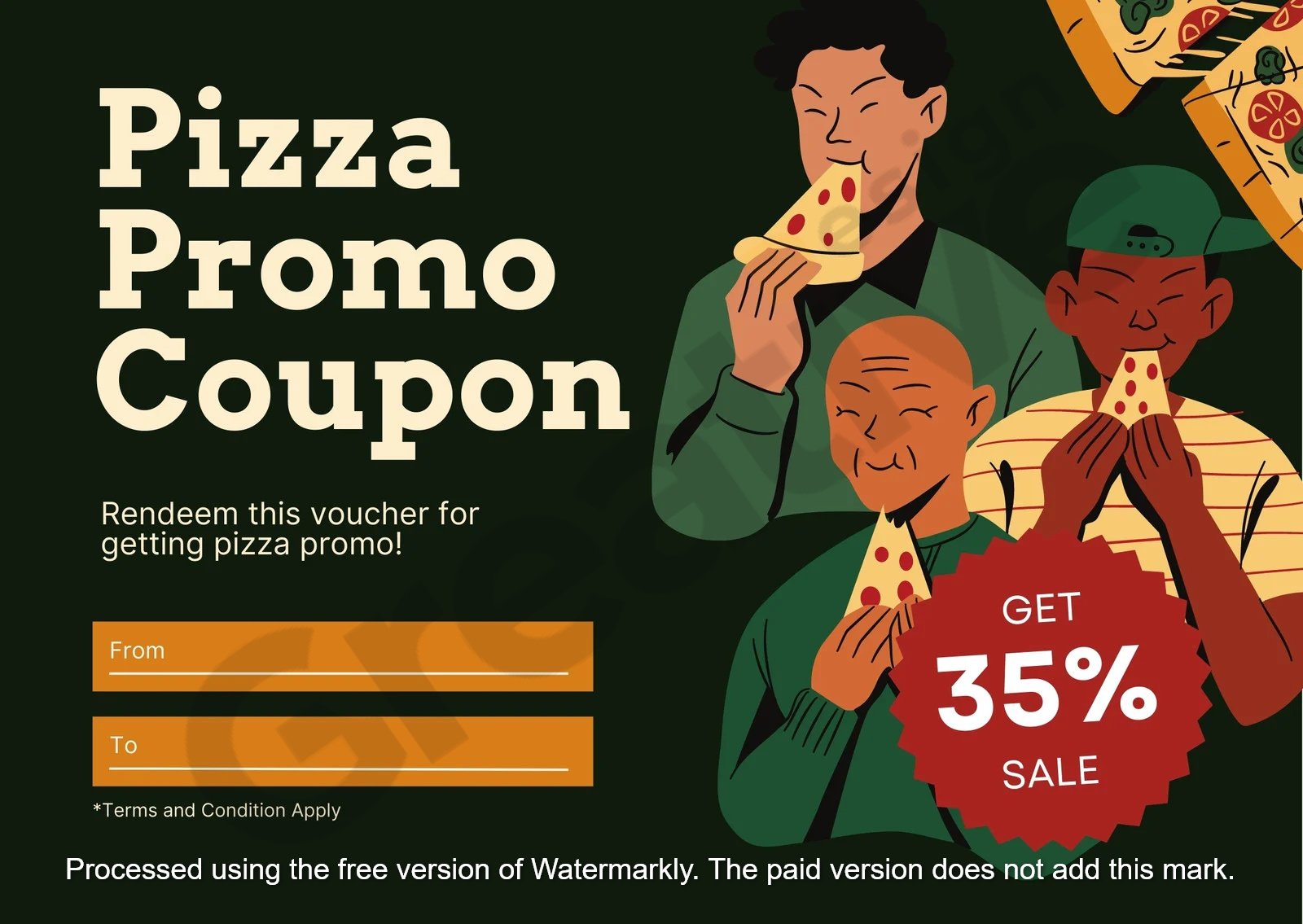 Pizza discount gift card template