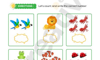 Preschool counting activities animals worksheet colorful illustrative