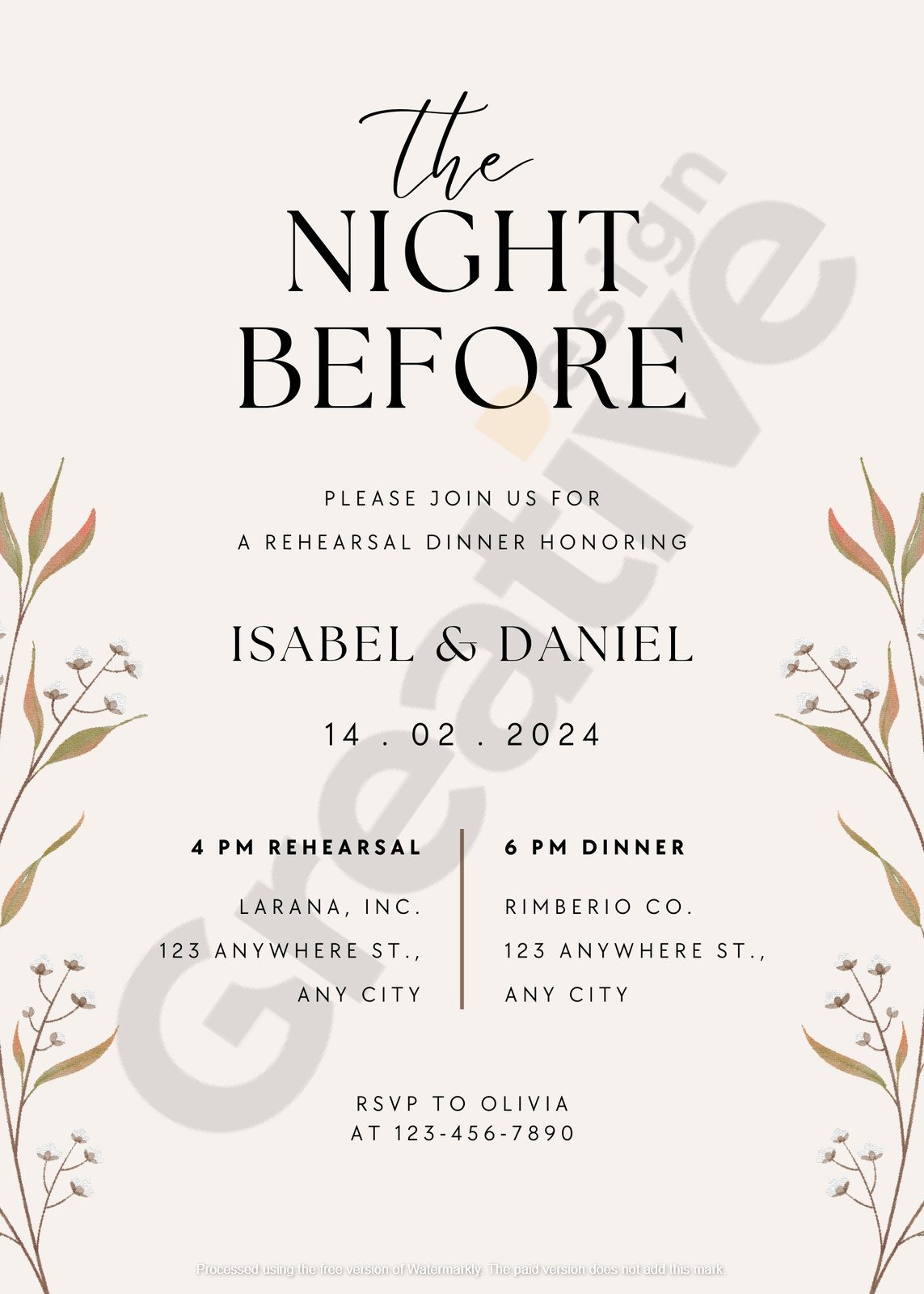 Rehearsal dinner invitation