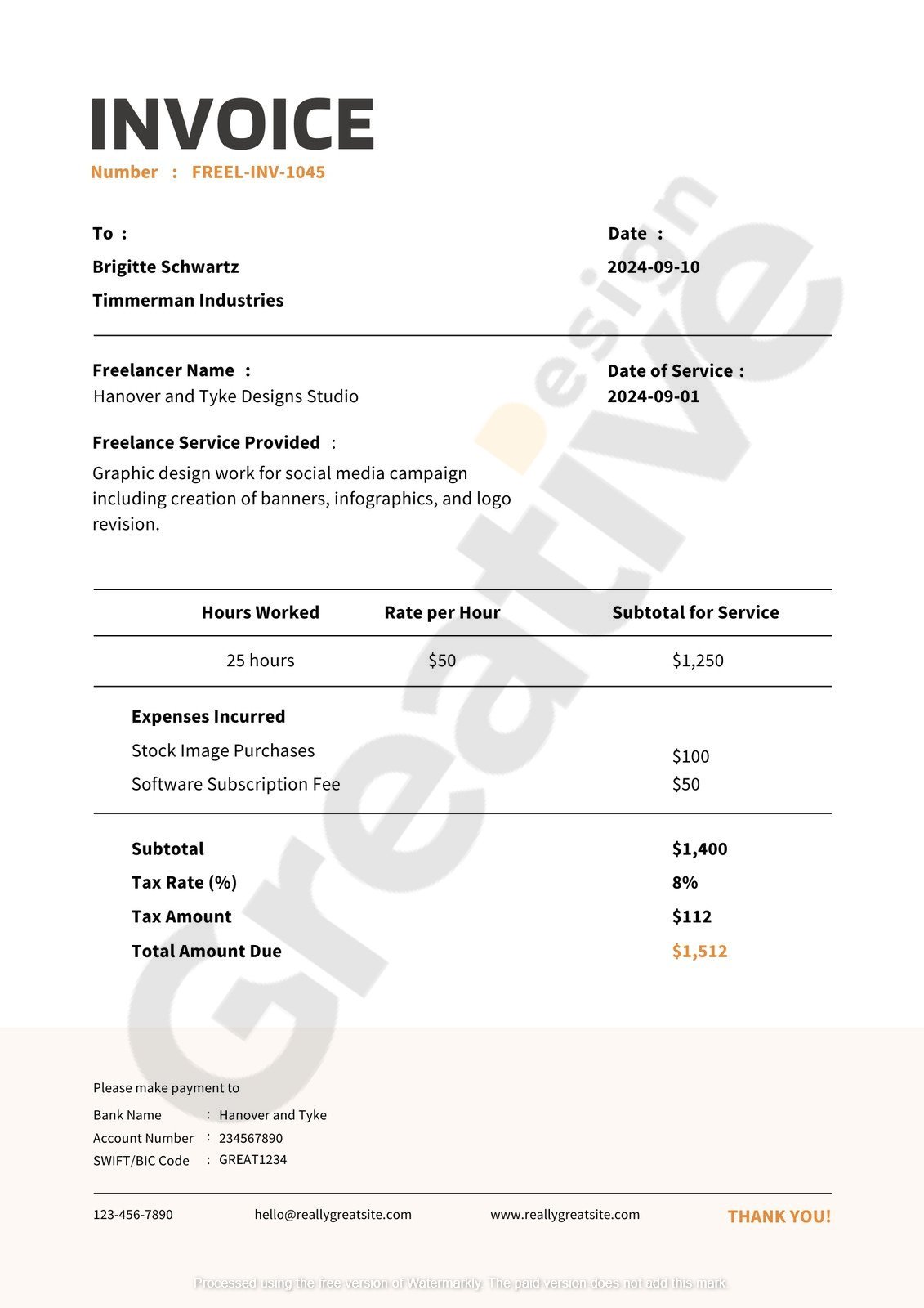 Service invoice templates