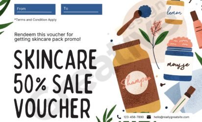 Skincare 50% sale voucher template