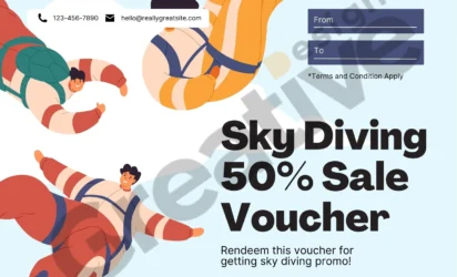 Sky diving 50% sale voucher