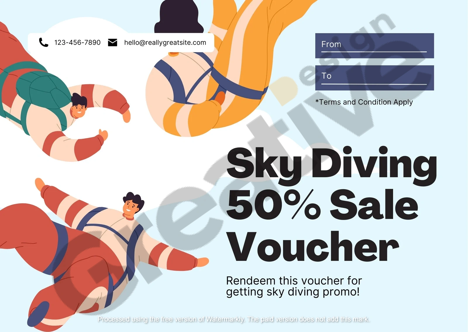 Sky diving 50% sale voucher