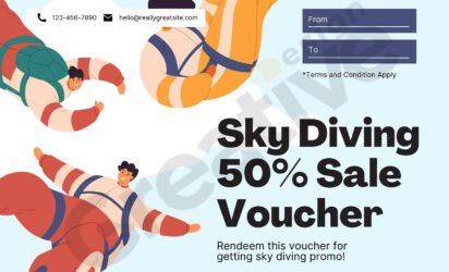 Sky diving discount gift certificate template