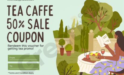 Tea cafe discount gift certificate template