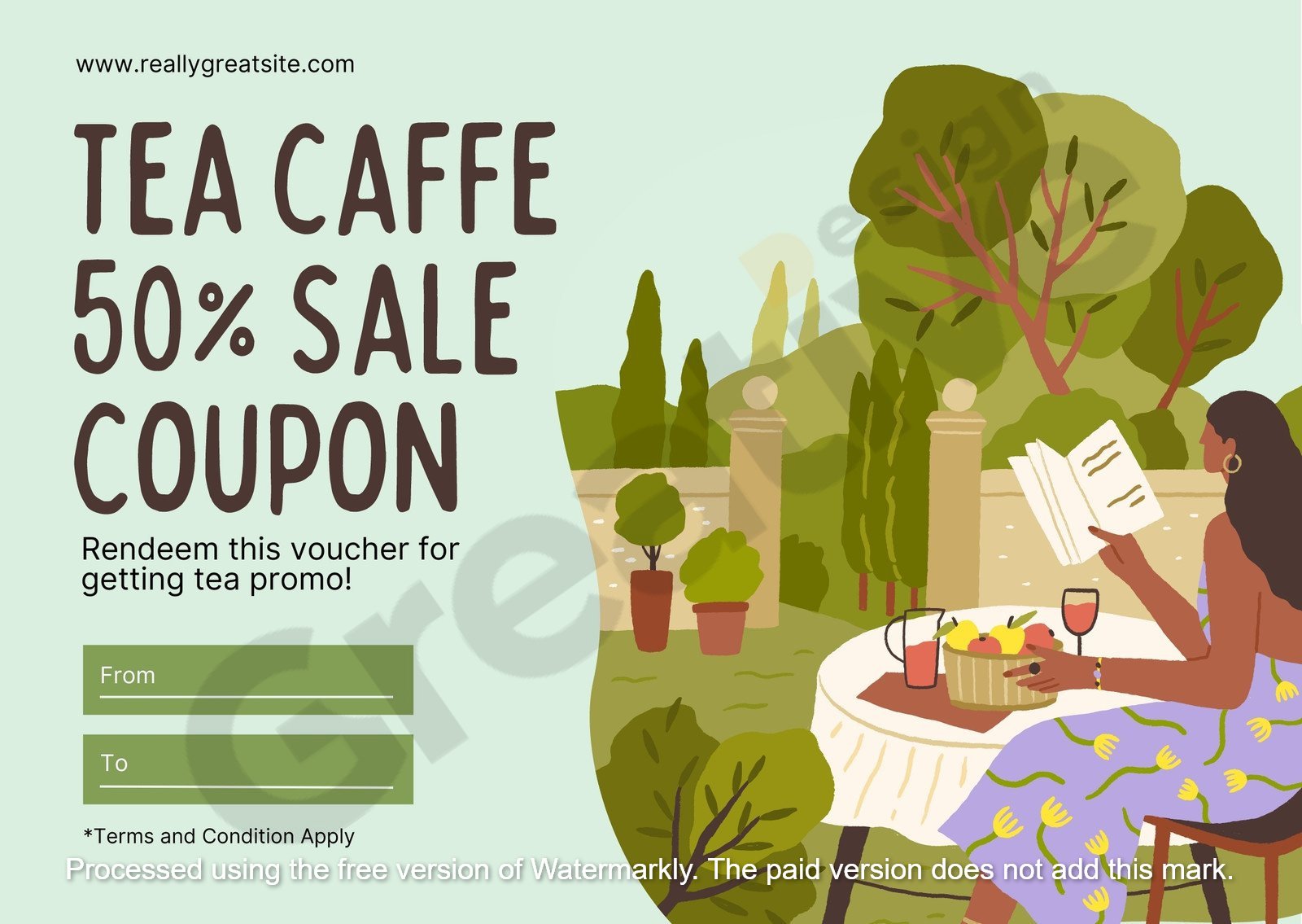 Coupon tea cafe discount gift certificate template a beautiful way to share the love