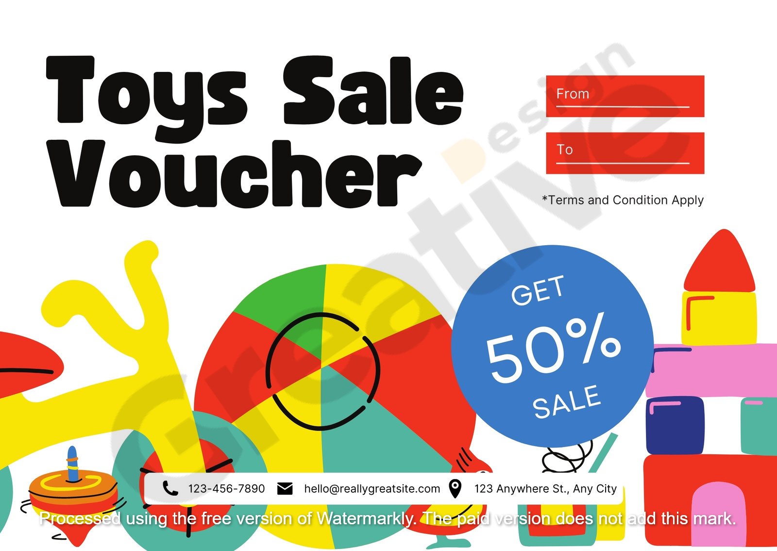 Toys discount gift certificate template