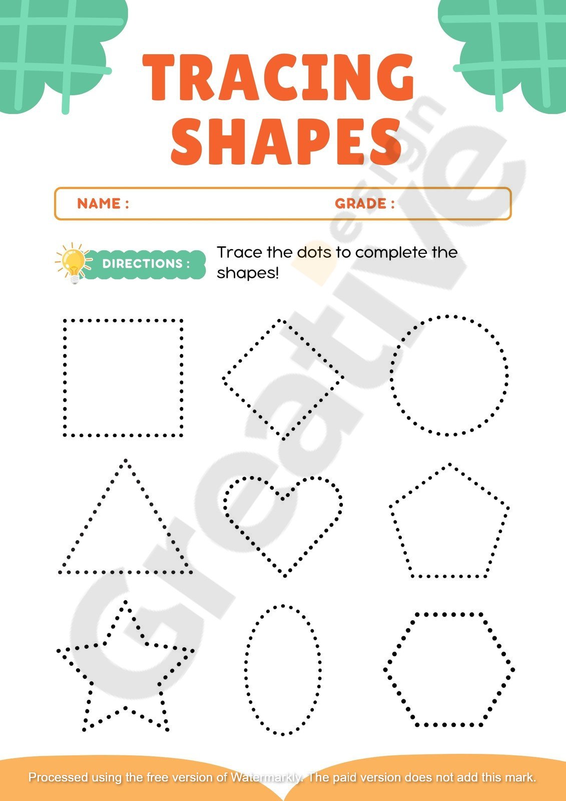 Tracing shapes worksheets for preschoolers