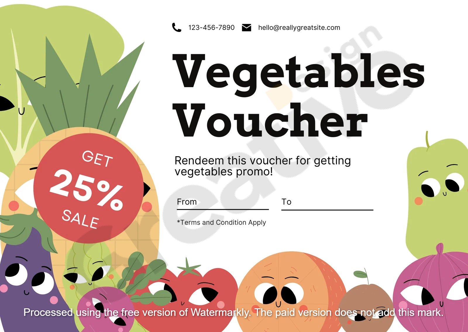Vegetables discount gift card