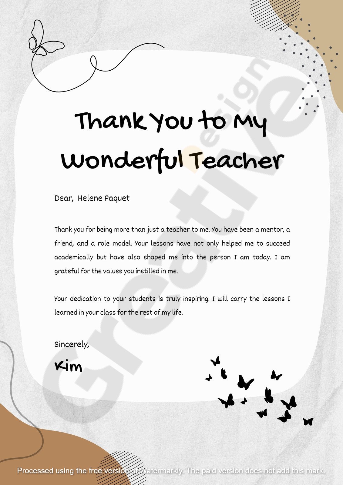 Others blue cute personal teacher thank you letter to template a simple‚ modern‚ and creative approach