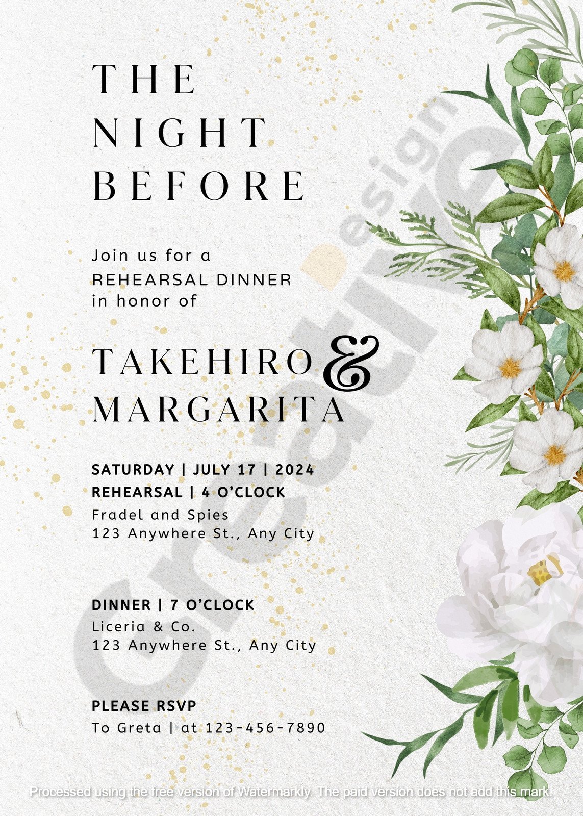 Invitation simple green floral watercolor rehearsal dinner create the perfect pre-wedding celebration