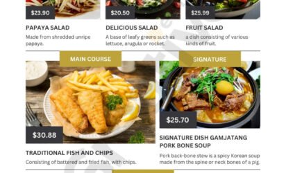 White illustrative simple modern restaurant food menu