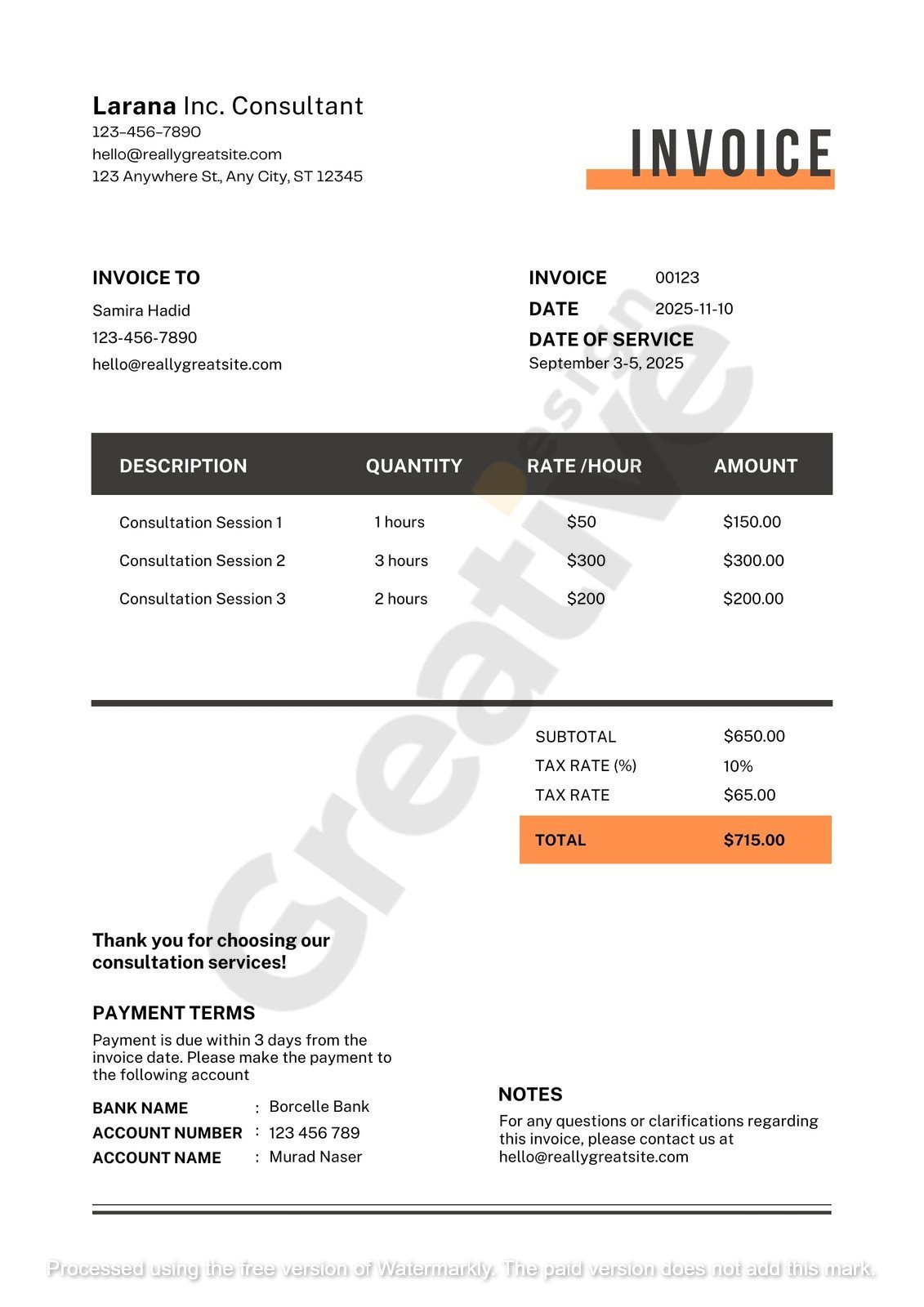 Invoice white orange simple modern consulting best templates for you