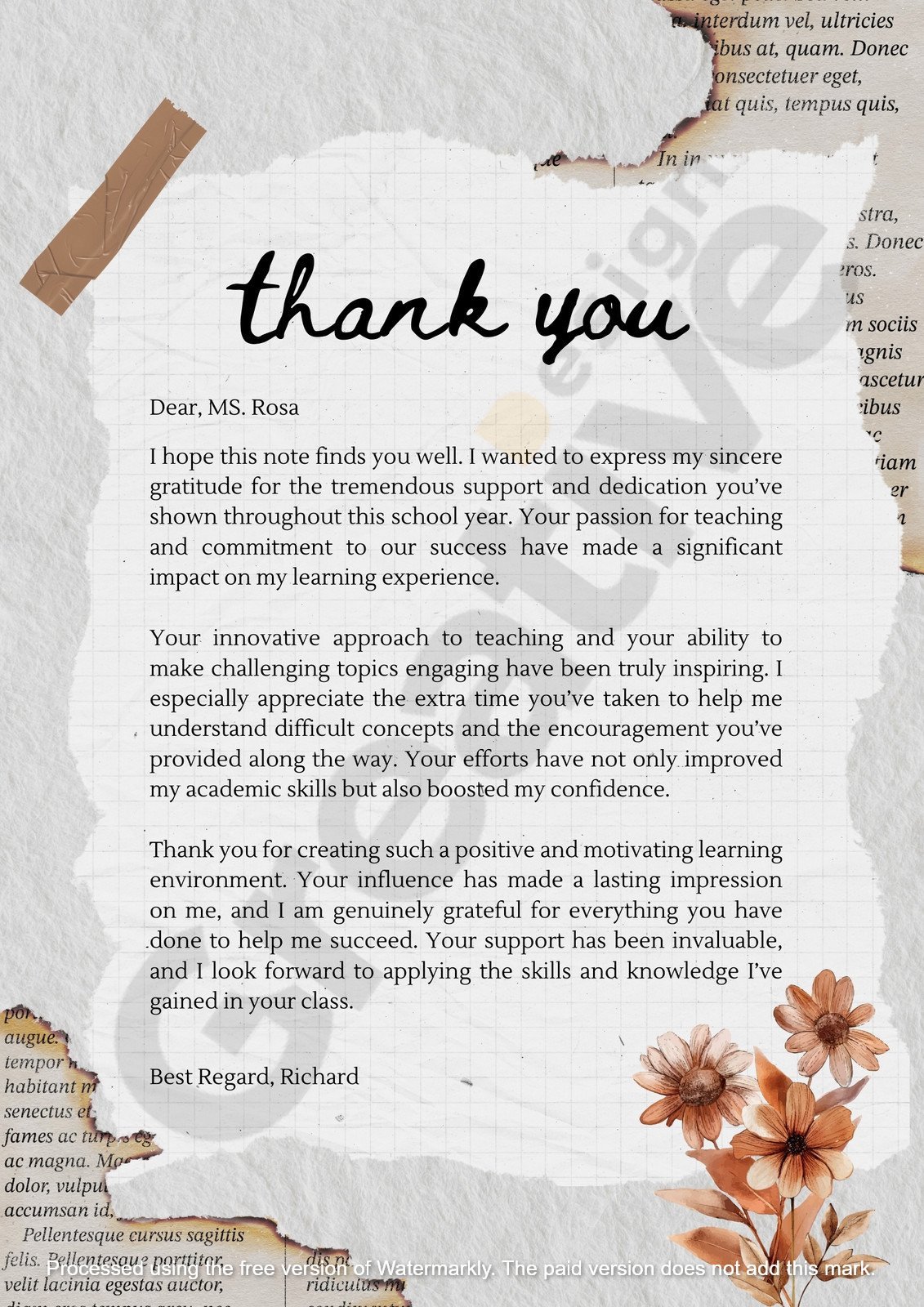 Others white playful thank you letter to teacher scrapbook a thoughtful and creative way show gratitude