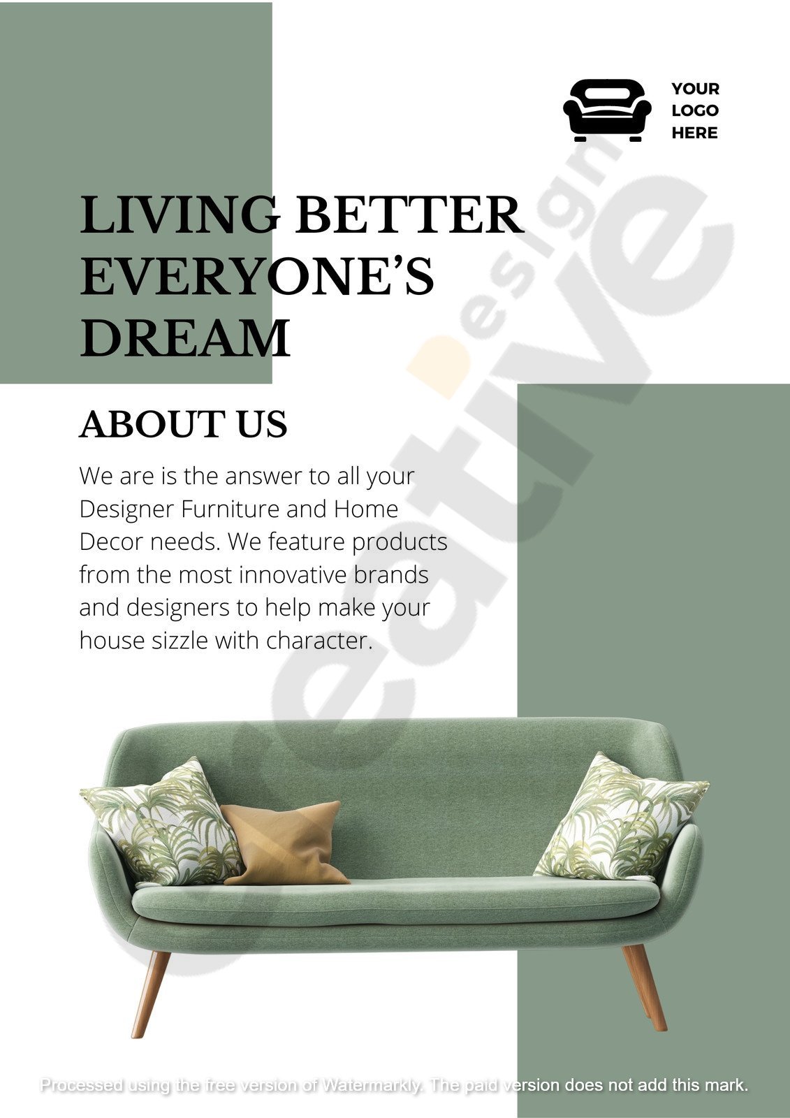 Flyer green sofa template design‚ benefits & best practices