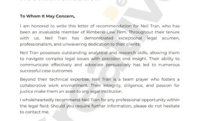 Dark grey white modern simple professional law firm letter of recommendation