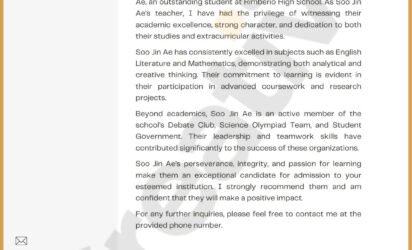 Minimalist letter of recommendation