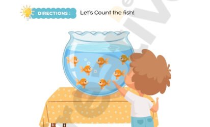 Preschool counting fish math worksheet