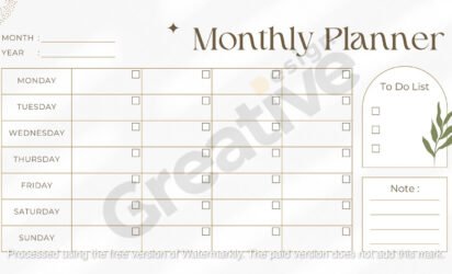 White classy minimalist customizable blank monthly planner