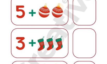 White red simple christmas math worksheets for kindergarten
