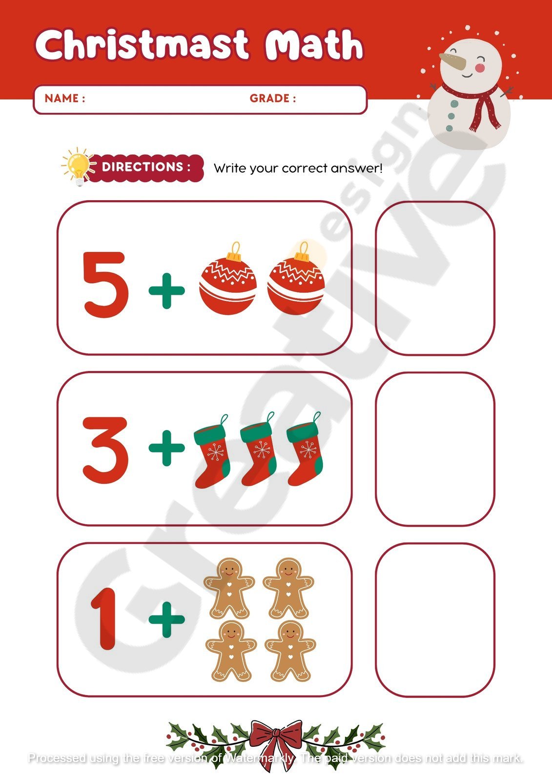 Worksheet white red simple christmas math worksheets for kindergarten fun learning activities the holiday season