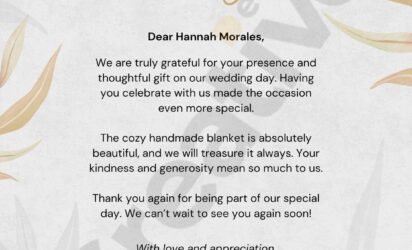 Beige and gold modern elegant minimalist wedding gift thank you letter