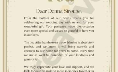 Beige gold vintage ornate traditional wedding thank you letter