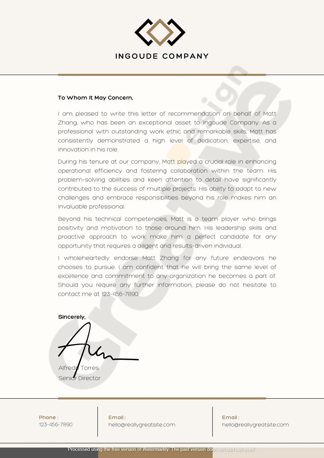 Cover letter black and white beige modern minimalist professional corporate of recommendation
