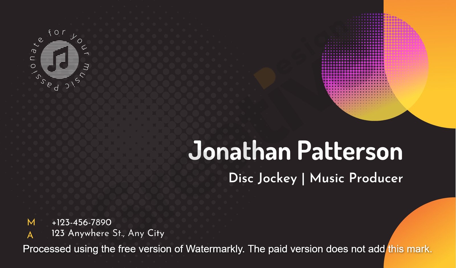 Business black dj card template a stylish and professional identity